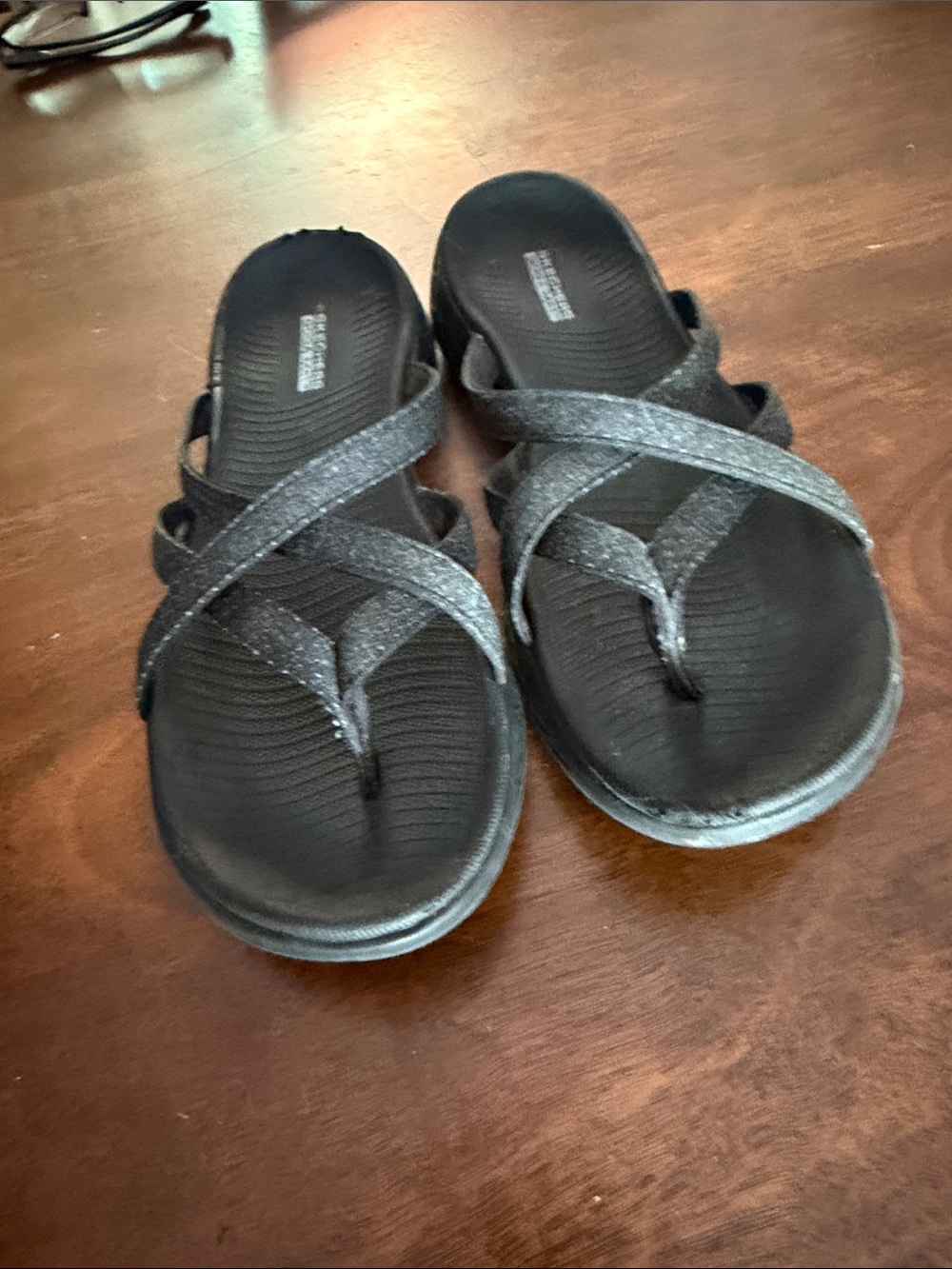 Skechers Black Glitter Crisscross Sandals for Women